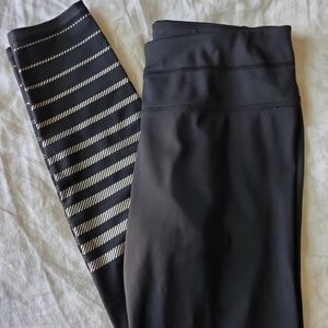 Athleta Black Race Striped Leggings. Size medium petite.